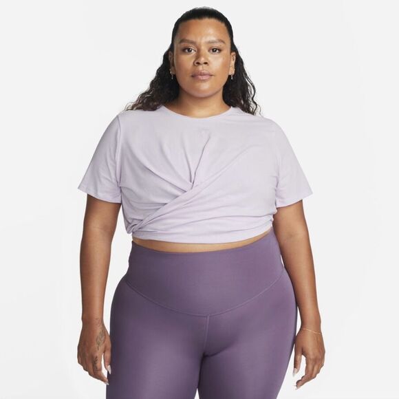 Women’s plus Nike grey one luxe twist short sleeved crop top dri-fit activewear - Picture 1 of 6